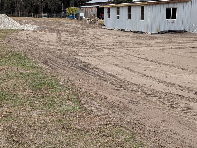 Pad graded alongside a new metal building, Lake County, Florida