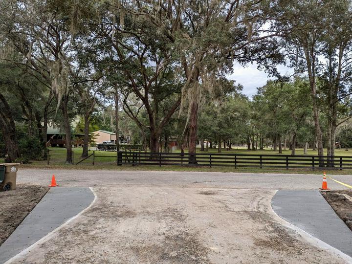 Finished limerock drive and apron, Central Florida